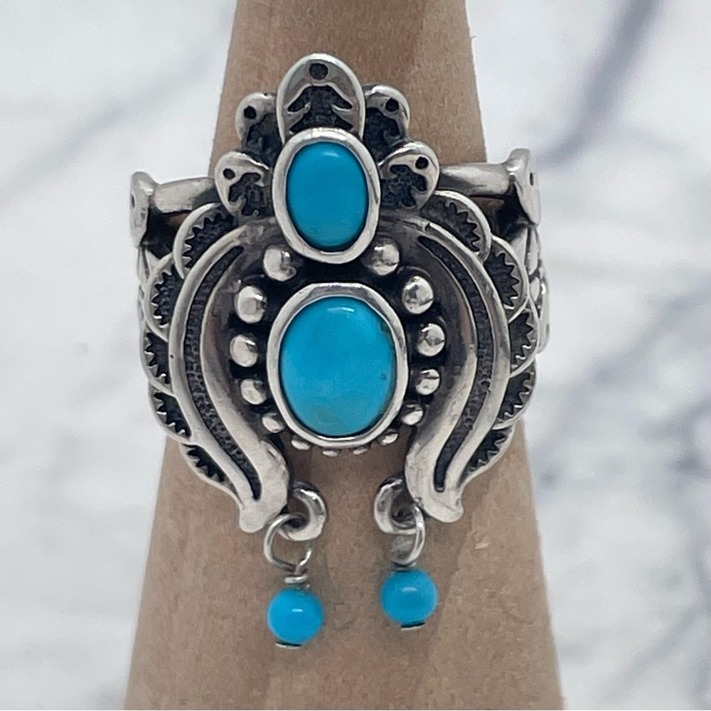 Carolyn Pollack Relios 925 Sterling Silver Blue Turquoise Ring Sz 8